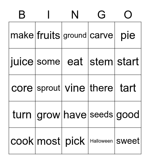 Apples & Pumpkins Bingo Card