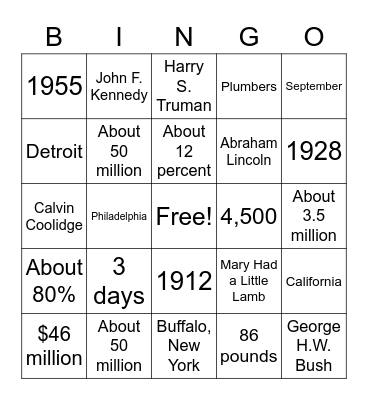 Thanksgiving Trivia - Dignity Memorial Bingo Card