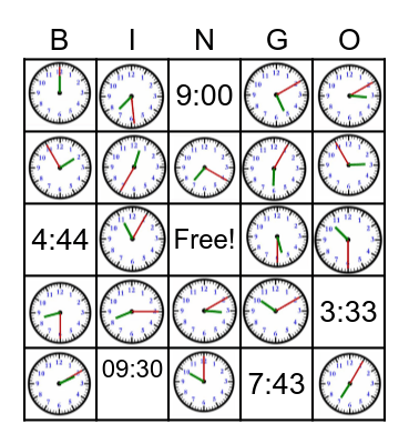 Time Bingo Card