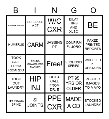 RAD-TECH BINGO Card