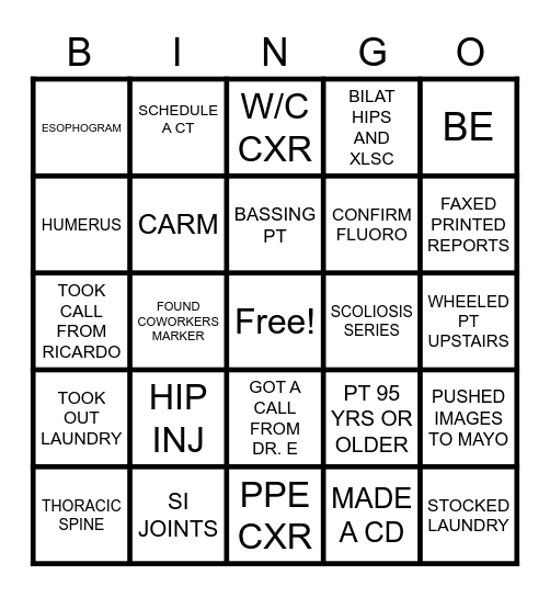 RAD-TECH BINGO Card