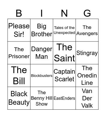 TV Themes Bingo Card