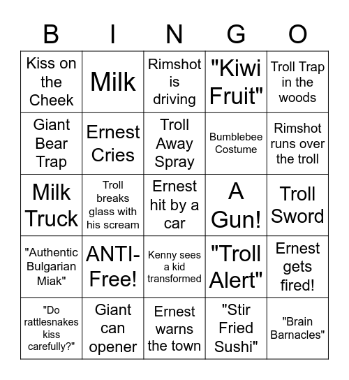 Ernest Scared Stupid - Round 2 Bingo Card