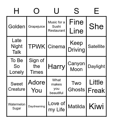 Harry's Halloween Bingo Card