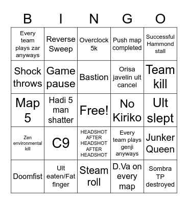 Overwatch League 2022 Bingo Card