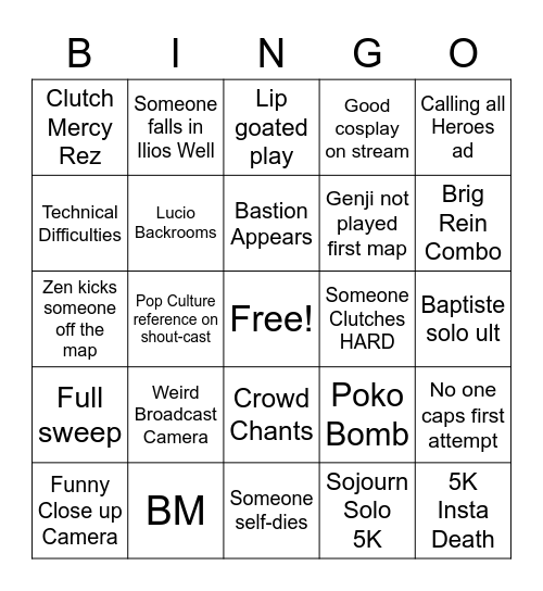 OWL Day 1 Bingo Card