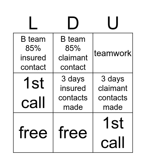 LDU BINGO Card