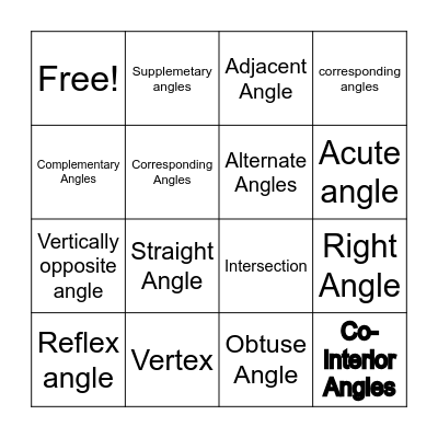 Geometry Bingo Card