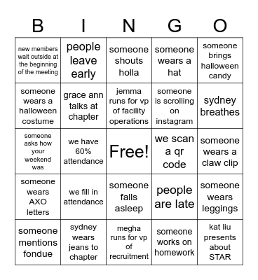 axo bingo Card