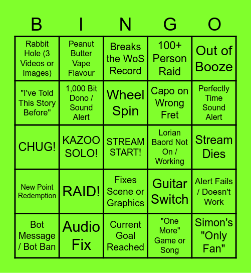 Simon-J-Bingo Card