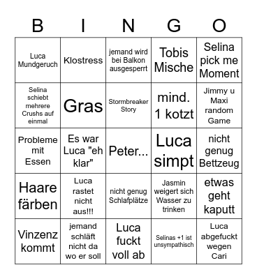 Elron Party Bingo Card