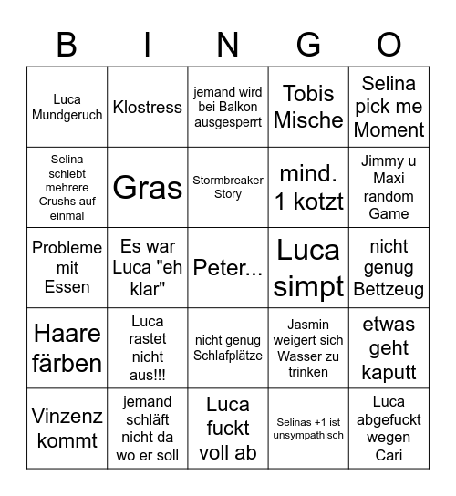 Elron Party Bingo Card