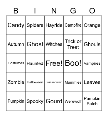 Halloween Bingo Card