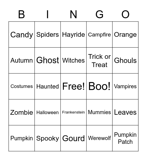 Halloween Bingo Card