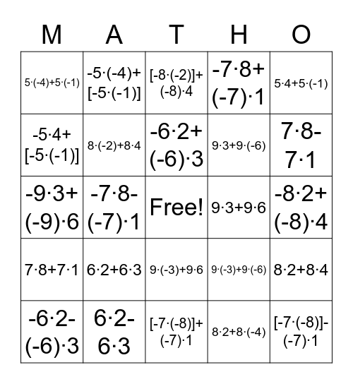 Distributive Property MATH-O - Expanded Form Bingo Card