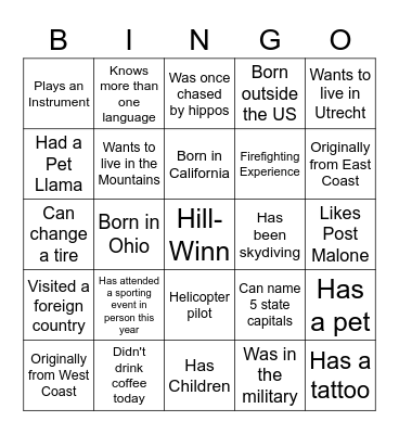 CRM-West Get to Know Each Other Bingo Card