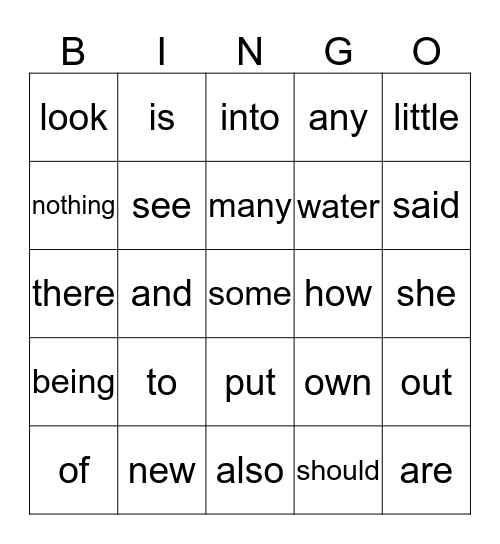 Mrs. Lentz's Sight Word Bingo Card