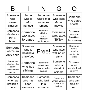 Human Bingo Card
