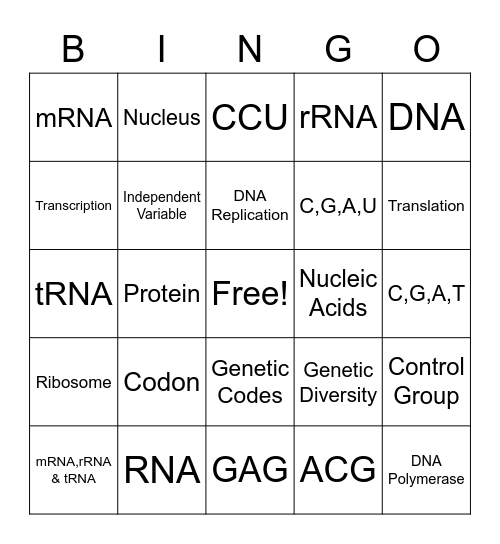 Halloween DNA Bingo Card
