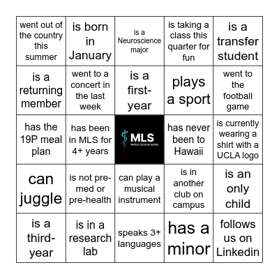 Find someone who Bingo Card