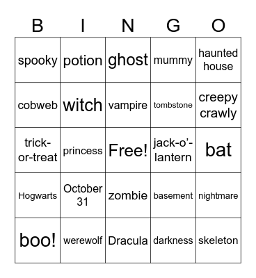 Halloween Bingo Card