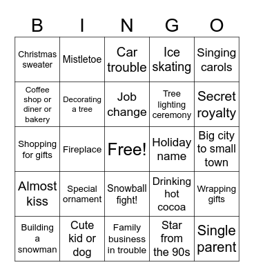 Hallmark Christmas Movies! Bingo Card