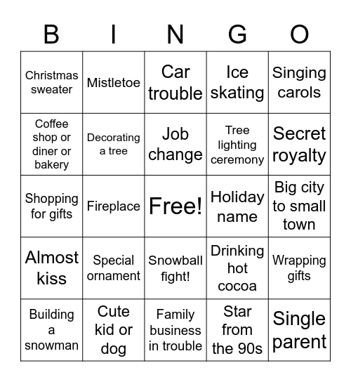 Hallmark Christmas Movies! Bingo Card