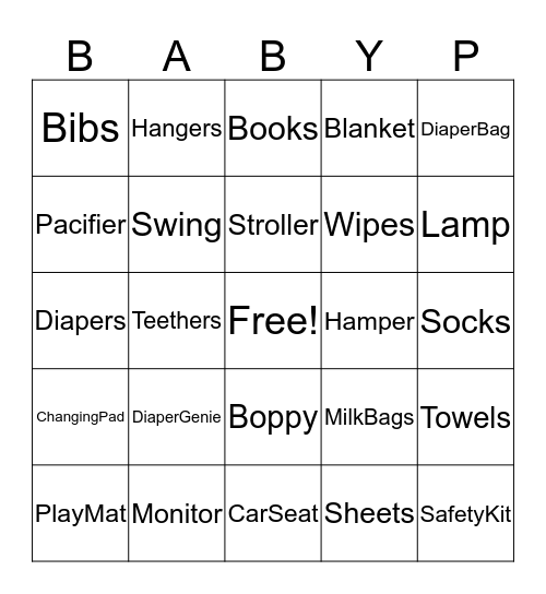 Shower Gift Bingo! Bingo Card