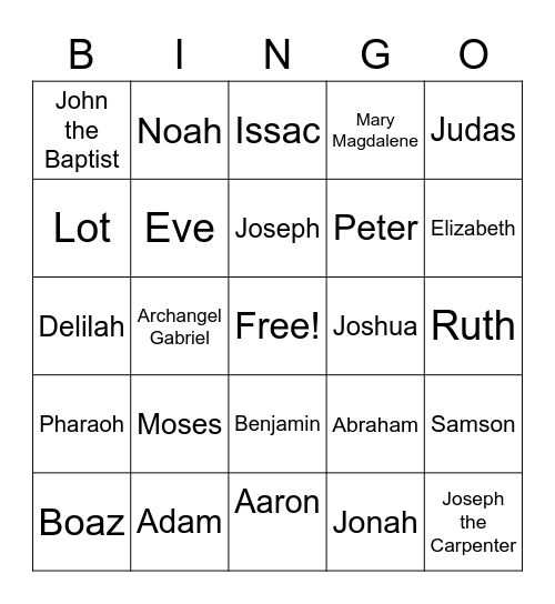 Bible Bingo Card