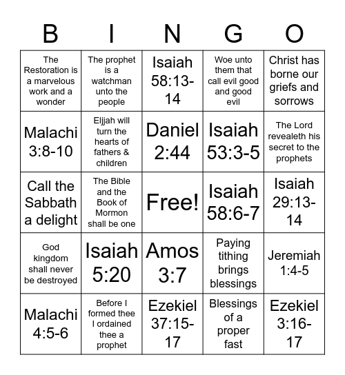 OT Doctrinal Mastery Bingo Card