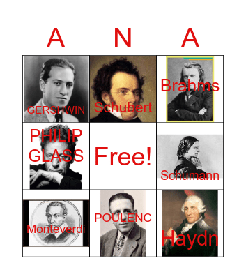 MUSICAL COMPOSERS Bingo Card