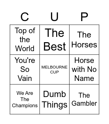 Jukebox Bingo Card