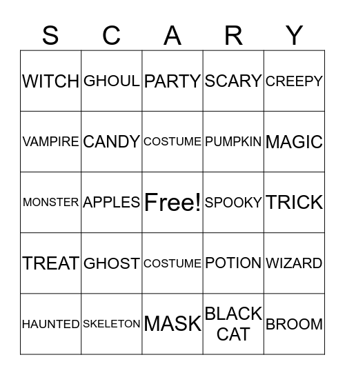 HAPPY HALLOWEEN Bingo Card