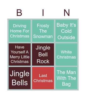 Christmas Song Bingo Card