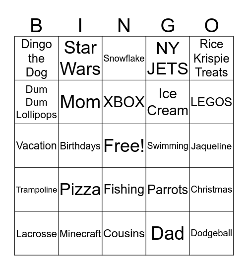 Marshall Thomas BINGO! Bingo Card