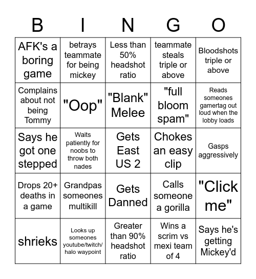 Asd Bingo Card