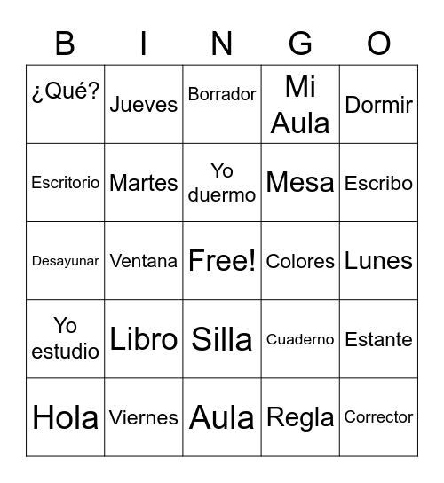 Spanish sayings Bingo Card