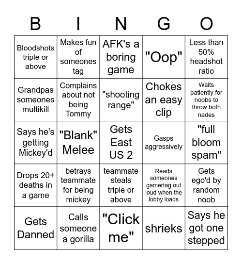 Asd Bingo Card