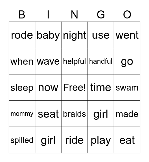 WORD B-I-N-G-O Bingo Card