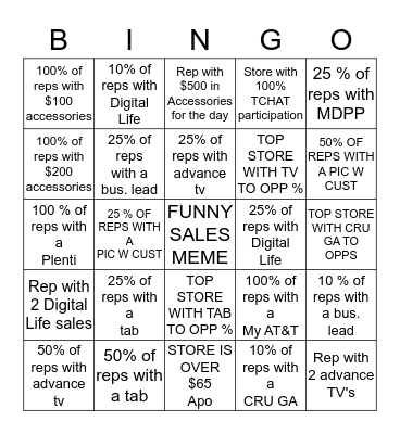Participation Bingo Card