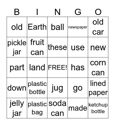 Recycle Bingo Card