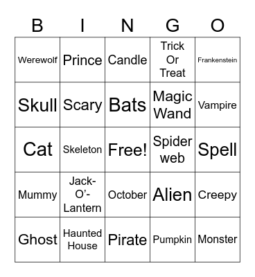 Halloween Bingo Card