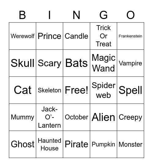 Halloween Bingo Card