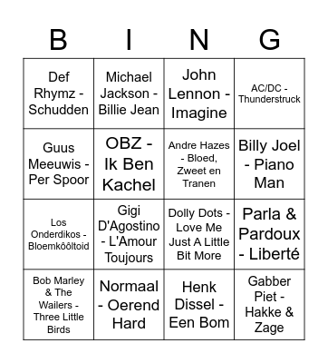 Swingo 2 Bingo Card