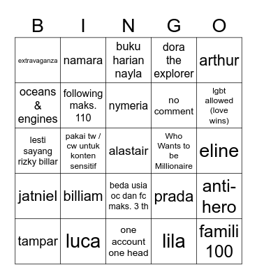bingo luca Bingo Card