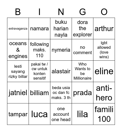 bingo luca Bingo Card