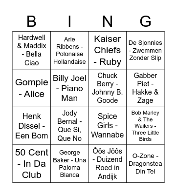 Swingo 2 Bingo Card