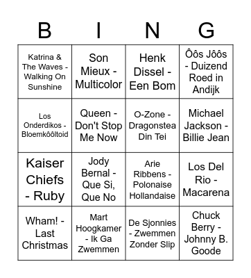 Swingo 2 Bingo Card