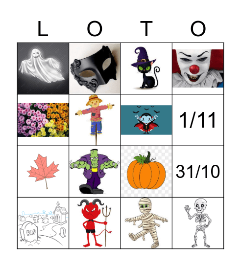 Halloween/La Toussaint Loto/Bing Bingo Card