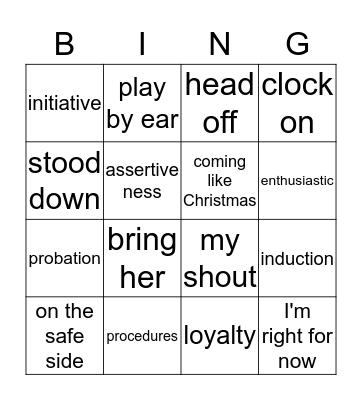 office skills new words Bingo Card